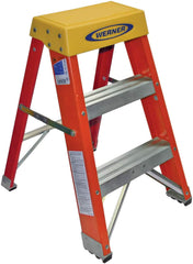 Werner - 2 Steps, 2' High, Type IA Rating, Fiberglass Step Stand - 300 Lb Load Capacity, 17-1/4" Base Width - Caliber Tooling