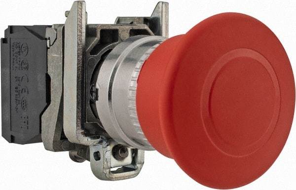 Schneider Electric - 22mm Mount Hole, Extended Mushroom Head, Pushbutton Switch Only - Round, Red Pushbutton, Nonilluminated, Trigger Action, Off, Shock and Vibration Resistant - Caliber Tooling