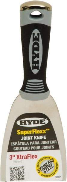 Hyde Tools - 3" Wide Spring Blade Stainless Steel Joint Knife - Flexible, Plastic Handle - Caliber Tooling