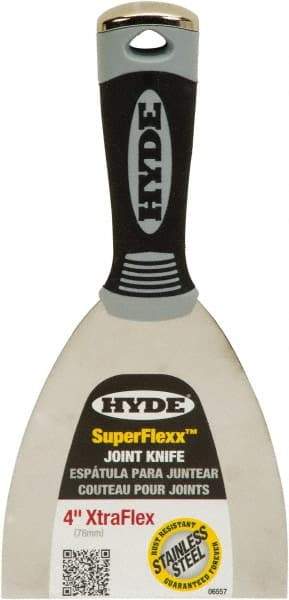 Hyde Tools - 4" Wide Spring Blade Stainless Steel Joint Knife - Flexible, Plastic Handle - Caliber Tooling