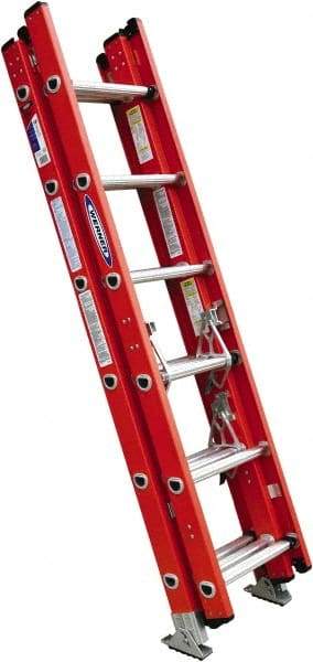 Werner - 16' High, Type IA Rating, Fiberglass Extension Ladder - 300 Lb Capacity - Caliber Tooling