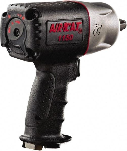 AIRCAT - 1/2" Drive, 9,000 RPM, 900 Ft/Lb Torque Impact Wrench - Pistol Grip Handle, 1,400 IPM, 8 CFM, 90 psi, 1/4" NPT Inlet - Caliber Tooling