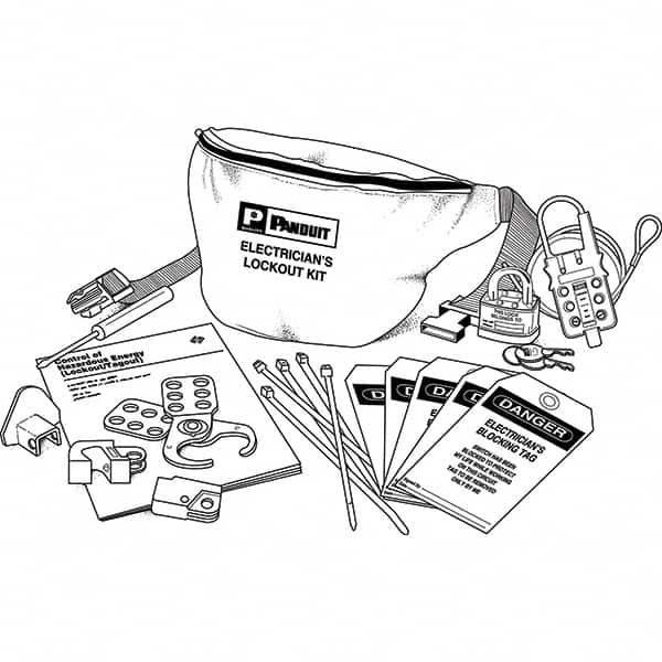 Panduit - 12 Piece Electrical Lockout Kit - Keyed Differently, Comes in Pouch - Caliber Tooling