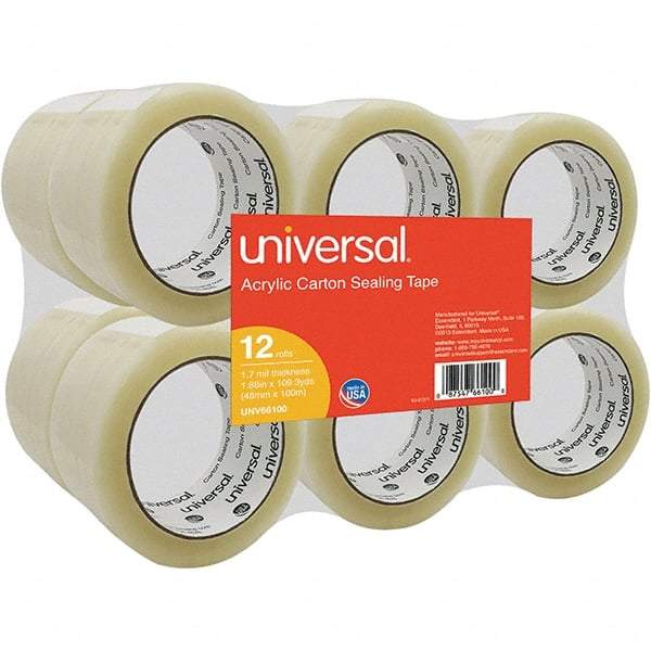 UNIVERSAL - 48mm Wide x 1.7mm Thick x 100m Long, 66100 Box Sealing & Label Protection Tape - Clear - Caliber Tooling