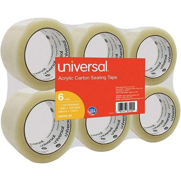 UNIVERSAL - 48mm Wide x 1.7mm Thick x 100m Long, 63120 Box Sealing & Label Protection Tape - Clear - Caliber Tooling