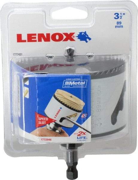 Lenox - 3-1/2" Diam, 1-1/2" Cutting Depth, Hole Saw - Bi-Metal Saw, Toothed Edge - Caliber Tooling