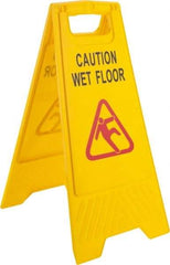 PRO-SOURCE - Caution - Wet Floor, 12" Wide x 24" High, Plastic Floor Sign - A-Frame, Red & Black on Yellow, For Accident Prevention - Caliber Tooling