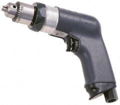 Ingersoll-Rand - 1/4" Keyed Chuck - Pistol Grip Handle, 4,500 RPM, 17 CFM, 0.4 hp, 90 psi - Caliber Tooling