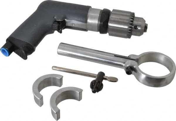 Ingersoll-Rand - 1/2" Reversible Keyed Chuck - Pistol Grip Handle, 900 RPM, 17 CFM, 0.4 hp, 90 psi - Caliber Tooling