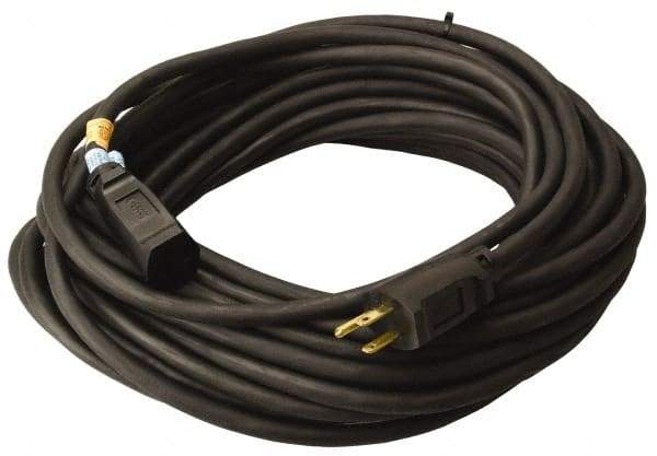 Southwire - 50', 12/3 Gauge/Conductors, Black Outdoor Extension Cord - 1 Receptacle, 15 Amps, UL SJEOW, NEMA 5-15P, 5-15R - Caliber Tooling