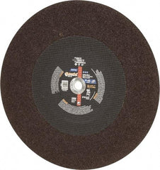 Norton - 20" Aluminum Oxide Cutoff Wheel - 3/16" Thick, 1" Arbor, 2,710 Max RPM, Use with Stationary Tools - Caliber Tooling