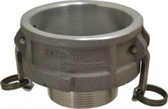 EVER-TITE Coupling Products - 4" Aluminum Cam & Groove Suction & Discharge Hose Female Coupler Male NPT Thread - Part B, 3" Thread, 100 Max psi - Caliber Tooling