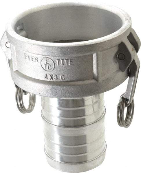 EVER-TITE Coupling Products - 4" Aluminum Cam & Groove Suction & Discharge Hose Female Coupler Hose Shank - Part C, 100 Max psi - Caliber Tooling