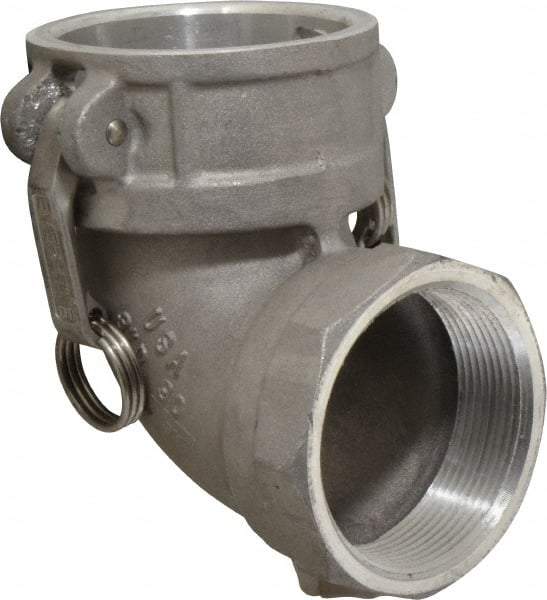 EVER-TITE Coupling Products - 3" Aluminum Cam & Groove Suction & Discharge Hose Female Coupler Female NPT Thread, 90° - Part D, 3" Thread, 125 Max psi - Caliber Tooling