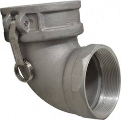 EVER-TITE Coupling Products - 4" Aluminum Cam & Groove Suction & Discharge Hose Female Coupler Female NPT Thread, 90° - Part D, 4" Thread, 100 Max psi - Caliber Tooling