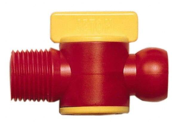 Value Collection - 2 Piece, 3/8" ID Coolant Hose BSPT Valve - Male to Female Connection, POM Body, 3/8 BSPT, Use with Snap Together Hose Systems - Caliber Tooling