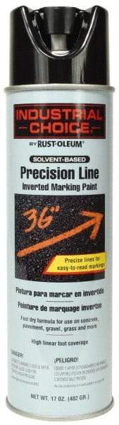 Rust-Oleum - 17 fl oz Black Marking Paint - 600' to 700' Coverage at 1" Wide, Solvent-Based Formula - Caliber Tooling