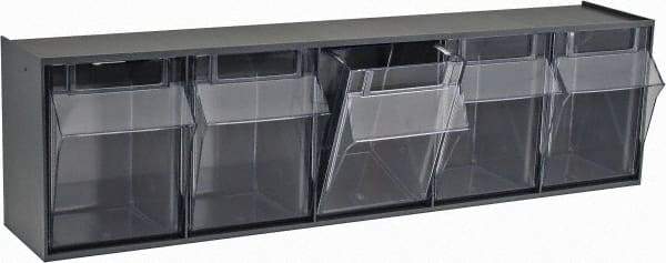 Quantum Storage - 23-5/8" Wide x 6-1/2" High x 5-1/4" Deep, Small Parts Tip Out Stacking Bin Organizer - Polystyrene Frame, 5 Compartments, 4-1/4" Wide x 5-3/4" High x 3-3/4" Deep Bin - Caliber Tooling