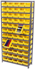 Quantum Storage - 4,200 Lb Capacity, 12" Deep x 36" Wide x 75" High, Steel Floor Rack - 1 Side, 36 Blue Polyethylene/Polypropylene Bins - Caliber Tooling