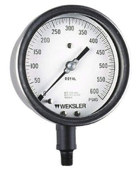 Weksler Instruments - 2-1/2" Dial, 1/4 Thread, 0-300 Scale Range, Pressure Gauge - Lower Connection Mount, Accurate to 5% of Scale - Caliber Tooling