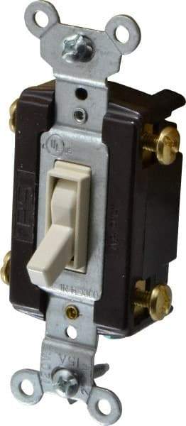 Pass & Seymour - 4 Pole, 120 VAC, 15 Amp, Specification Grade, Toggle, Wall and Dimmer Light Switch - 1-1/4 Inch Wide x 3.281 Inch High - Caliber Tooling