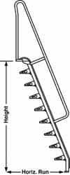 Carbon Steel Wall Mounted Ladder: 7' High, 1,000 lb Capacity 1000 Lbs. Load Capacity, 24 Inch Base Width