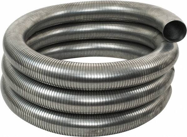 Federal Hose - 4" ID, -60 to 400°F, Galvanized Steel Unlined Flexible Metal Duct Hose - 18" Bend Radius, 25' Long - Caliber Tooling