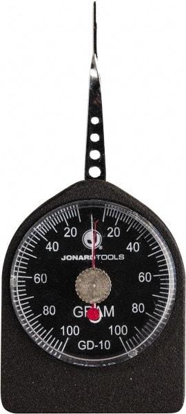 Jonard Tools - 0.05 Lb. Capacity, Mechanical Tension and Compression Force Gage - 2 gf Resolution, Aluminum Housing - Caliber Tooling