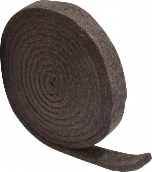 Made in USA - 1/4 Inch Thick x 1 Inch Wide x 10 Ft. Long, Felt Stripping - Gray, Plain Backing - Caliber Tooling