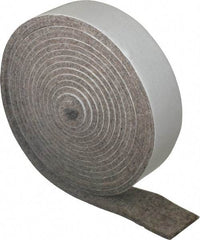 Made in USA - 1/8 Inch Thick x 1 Inch Wide x 10 Ft. Long, Felt Stripping - Gray, Adhesive Backing - Caliber Tooling