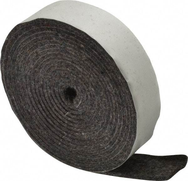 Made in USA - 1/8 Inch Thick x 1 Inch Wide x 10 Ft. Long, Felt Stripping - Gray, Adhesive Backing - Caliber Tooling