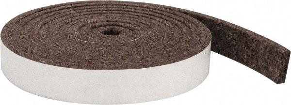 Made in USA - 1/4 Inch Thick x 1 Inch Wide x 10 Ft. Long, Felt Stripping - Gray, Adhesive Backing - Caliber Tooling