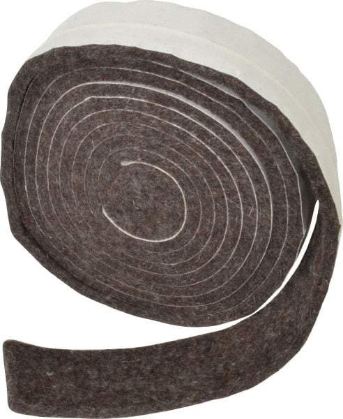 Made in USA - 1/4 Inch Thick x 1-1/2 Inch Wide x 10 Ft. Long, Felt Stripping - Gray, Adhesive Backing - Caliber Tooling