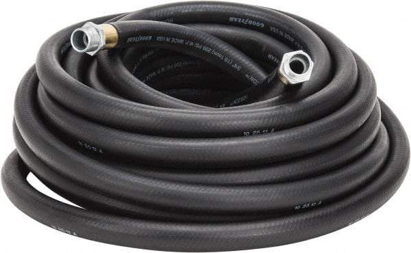 Continental ContiTech - 3/4" ID x 1.118" OD 50' Long Multipurpose Air Hose - MNPT x MNPT Ends, 200 Working psi, -40 to 190°F, 3/4" Fitting, Black - Caliber Tooling