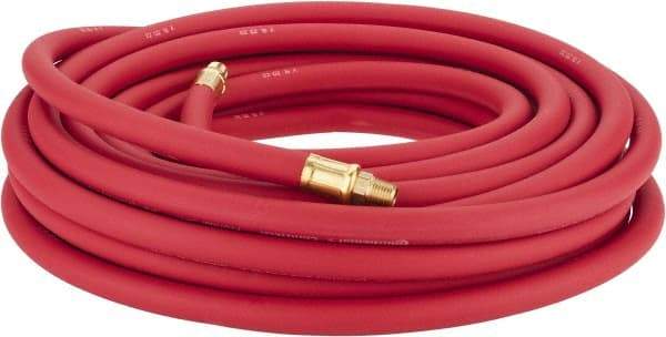 Continental ContiTech - 3/8" ID x 0.7" OD 50' Long Multipurpose Air Hose - MNPT x MNPT Ends, 250 Working psi, -40 to 190°F, 1/4" Fitting, Red - Caliber Tooling