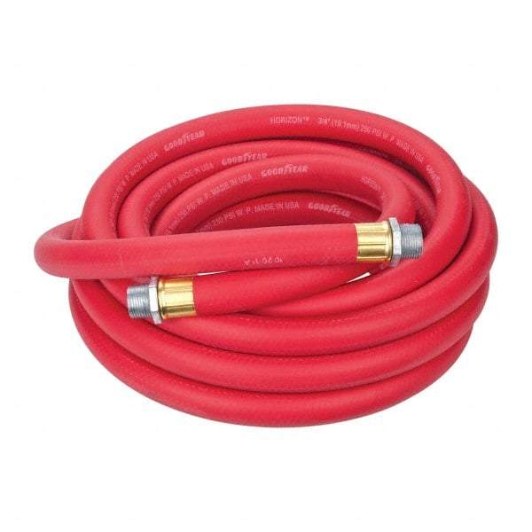 Continental ContiTech - 3/4" ID x 1.133" OD 25' Long Multipurpose Air Hose - MNPT x MNPT Ends, 250 Working psi, -40 to 190°F, 3/4" Fitting, Red - Caliber Tooling