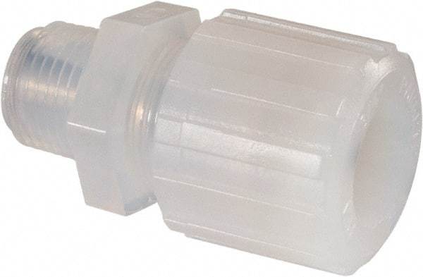 NewAge Industries - 3/4" Tube OD, PFA PTFE Plastic Compression Tube Male Connector - 1/2 NPT Pipe, 500°F Max, 1/2 Thread - Caliber Tooling