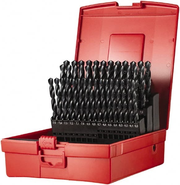 DORMER - 6 to 10mm, 118° Point, Oxide Finish, High Speed Steel Jobber Length Drill Bit Set - Caliber Tooling