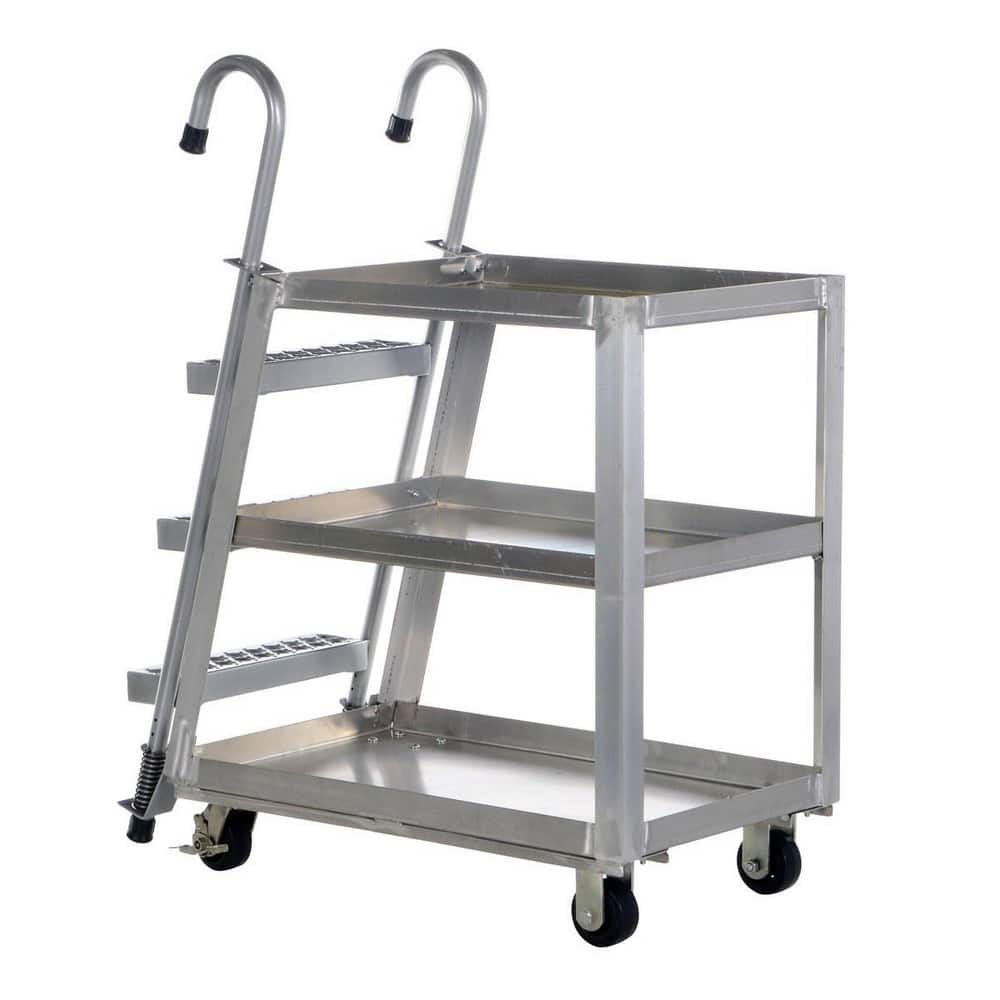 Order Picking Utility Cart: Aluminum, Silver Swivel, Rubber Wheels