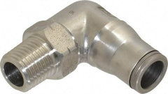 Legris - 3/8" Outside Diam, 1/4 NPT, Stainless Steel Push-to-Connect Male Elbow - 435 Max psi, Tube to Male NPT Connection, FKM O-Ring - Caliber Tooling