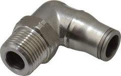 Legris - 3/8" Outside Diam, 3/8 NPT, Stainless Steel Push-to-Connect Male Elbow - 435 Max psi, Tube to Male NPT Connection, FKM O-Ring - Caliber Tooling