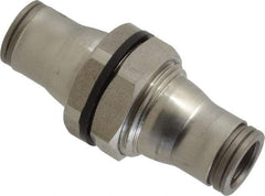 Legris - 3/8" Outside Diam, Stainless Steel Push-to-Connect Bulkhead Union - 435 Max psi, FKM O-Ring, Tube to Tube - Caliber Tooling