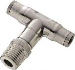 Legris - 5/32" Outside Diam, 1/8 NPT, Stainless Steel Push-to-Connect Male Branch Tee - 435 Max psi, FKM O-Ring, Tube to Male NPT - Caliber Tooling