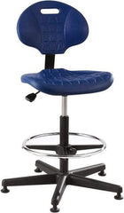 Bevco - 21 to 31" High Adjustable Height Swivel Stool - 27" Wide x 27" Deep, Polyurethane Seat, Blue - Caliber Tooling