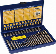 Irwin Hanson - 35 Piece Spiral Flute Screw Extractor & Drill Set - Screw Range 1/8 to 1/2" - Caliber Tooling