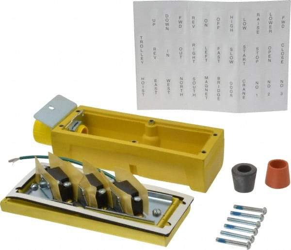 Woodhead Electrical - 3 Operator, Mushroom Head Pendant Control Station - No Legend, Momentary Switch, NO/NC Contact - Caliber Tooling