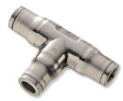 Legris - 10mm Outside Diam, Stainless Steel Push-to-Connect Union Tee - 435 Max psi, Tube to Tube Connection, FKM O-Ring - Caliber Tooling