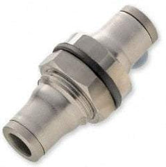 Legris - 12mm Outside Diam, Stainless Steel Push-to-Connect Bulkhead Union - 435 Max psi, FKM O-Ring, Tube to Tube - Caliber Tooling