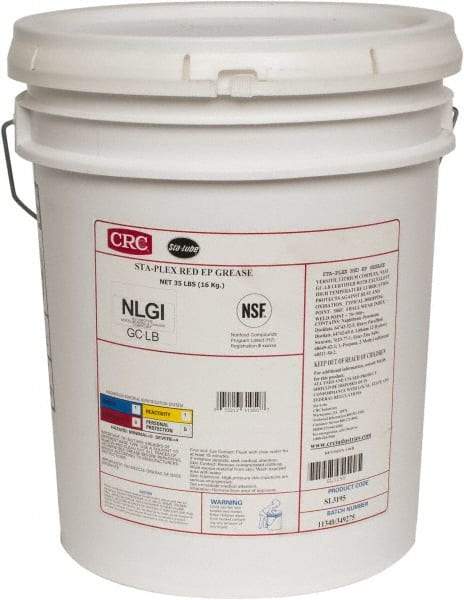 CRC - 35 Lb Pail Lithium Extreme Pressure Grease - Red, Extreme Pressure & Food Grade, 325°F Max Temp, NLGIG 2, - Caliber Tooling