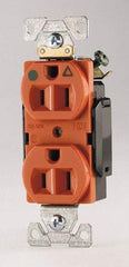 Cooper Wiring Devices - 125 VAC, 15 Amp, 5-15R NEMA Configuration, Orange, Hospital Grade, Isolated Ground Duplex Receptacle - 1 Phase, 2 Poles, 3 Wire, Flush Mount, Chemical, Heat and Impact Resistant - Caliber Tooling